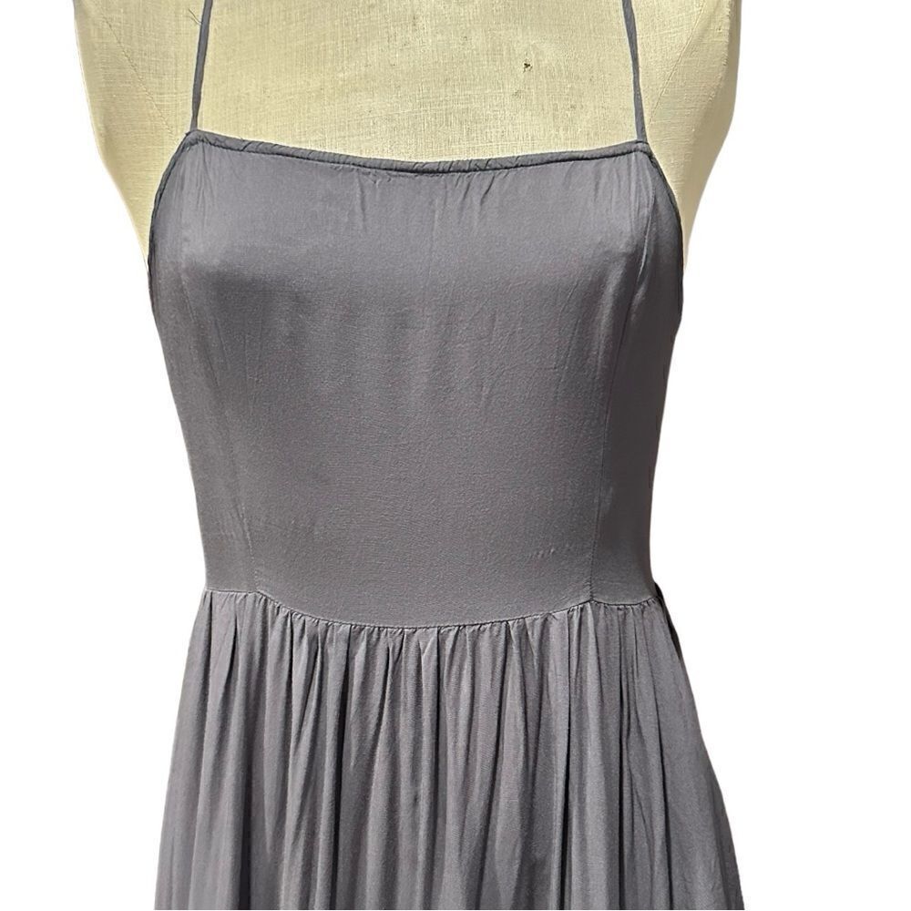 Cider Solid Backless Pleated Maxi Dress Size Large - image 6